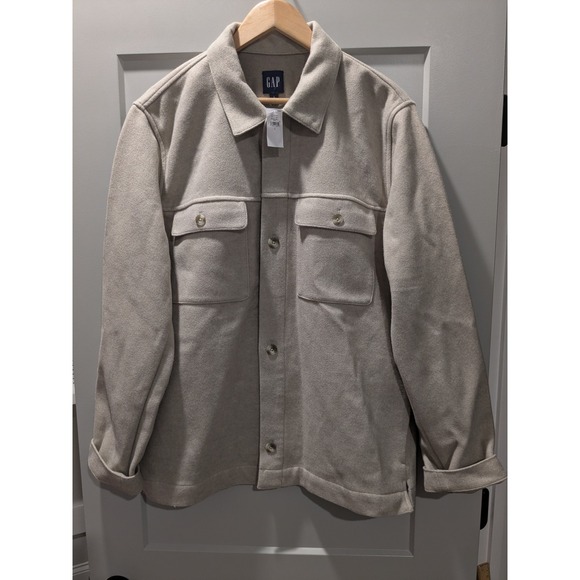 GAP Other - NWT GAP Mens Shirt Jacket Beige Button Up Collared Long Sleeve Size L